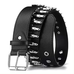 Bullet Rivet Belts Personalized Black Punk Faux Leather